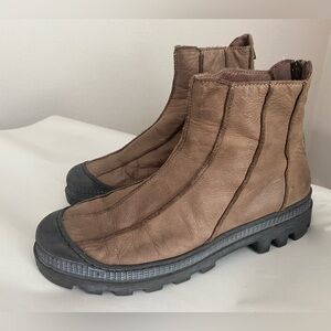 Lofina ankle boots womens size 37 leather zip Lug Sole Handcrafted Brown